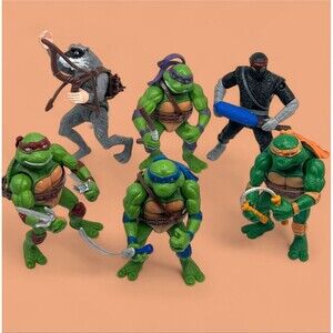 TMNT Ninja Turtle Action Figure & Weapons Lot of 6 BOOTLEG KO 4.75" Cake Toppers